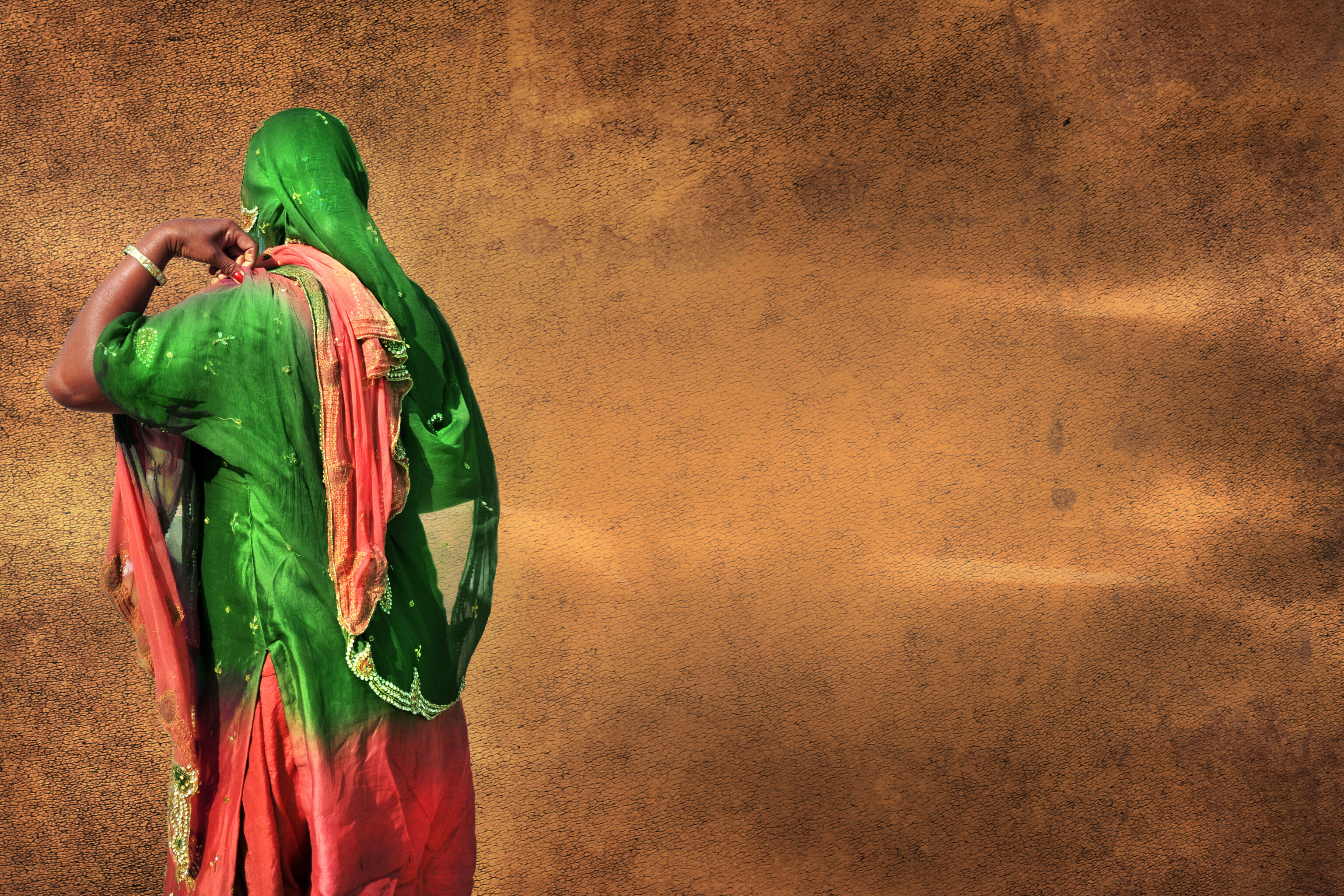 Indian,Woman,On,Vivid,Parchment,Texture,Aged,Background