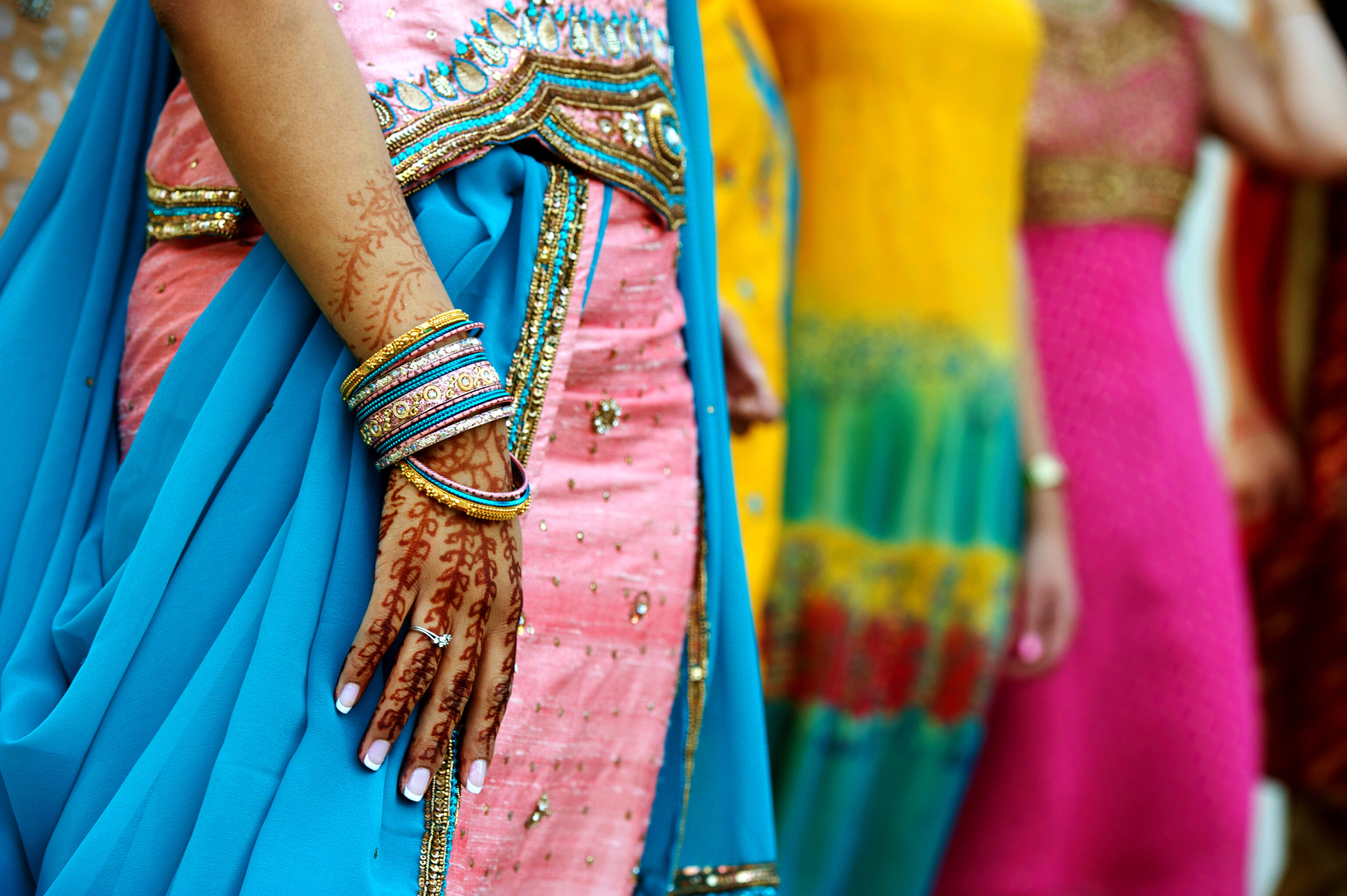 Image,Detail,Shot,Of,Henna,Tattoo,And,Saris