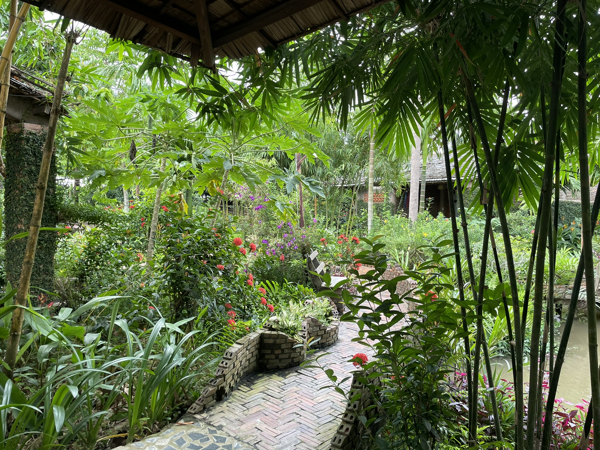 Tropische waterrijke tuin van Vamxang Rustic House